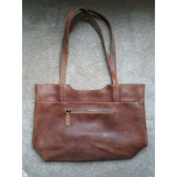 S-ZONE Genuine Leather Tote Shoulder Bag Women Handbag Distressed Light Brown